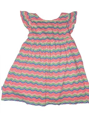BOBOLI Girls Multicolor Wave-Print Cotton Dress